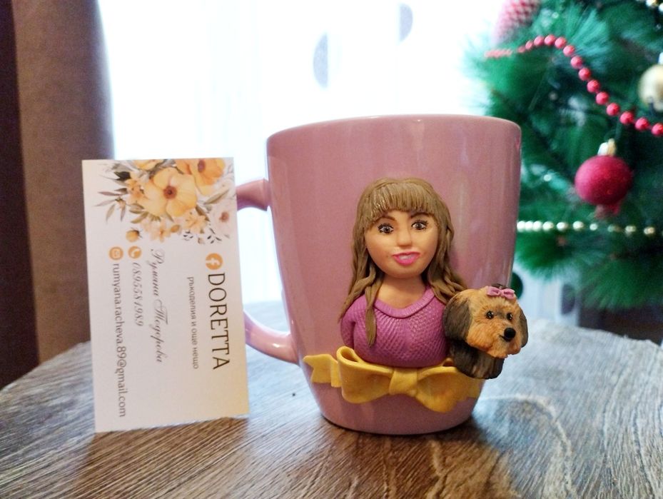 Чаши декорирани с полимерна глина на различна тематика