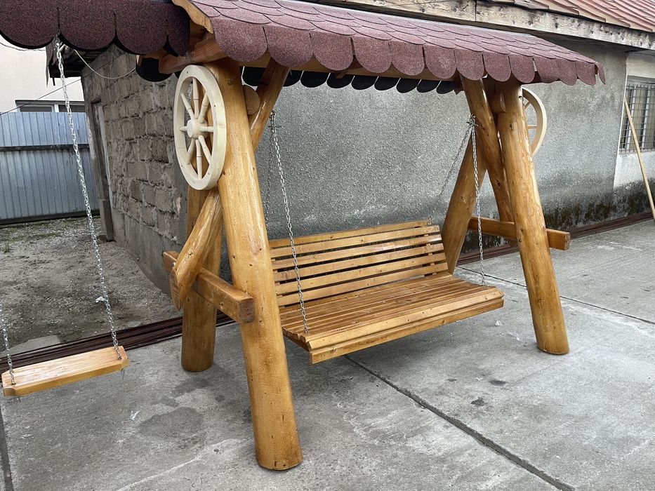 Balansoar masiv din lemn rustic / leagan lemn