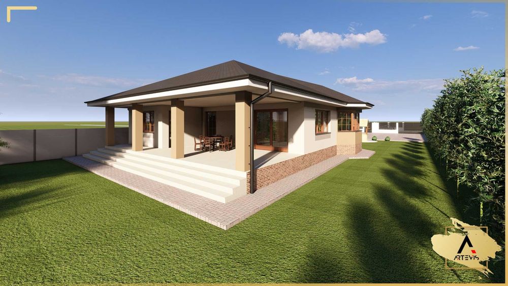 Casa rosu, teren 6000 mp intravilan