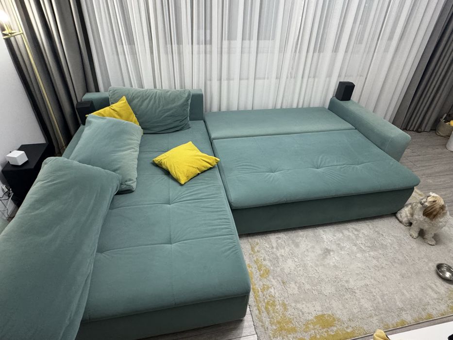 Vand canapea extensibila cu lada de depozitare si material impermeabil