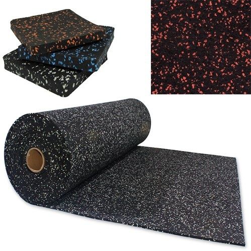 Гумена Фитнес настилка на ролка + 20% EPDM, 8 мм| 12 кв.м | Сиви шарки