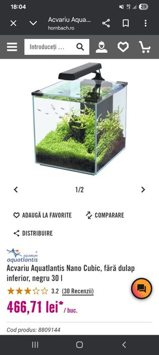 Acvariu pesti / creveti NANO CUBIC 30