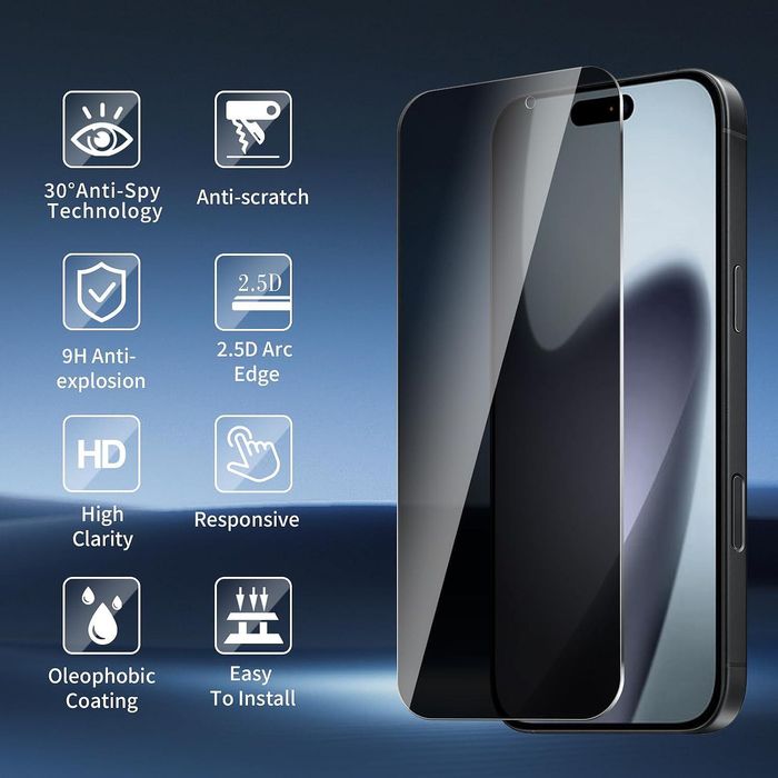 Privacy 5d стъклен протектор за apple iphone 17 - anti spy - tempered