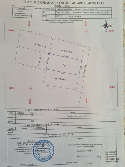 Proprietar vând parcele teren intravilan Rânca