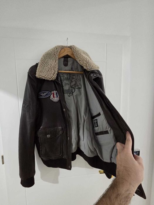 Geacă de piele Gipsy, model Aviator, Mărimea M