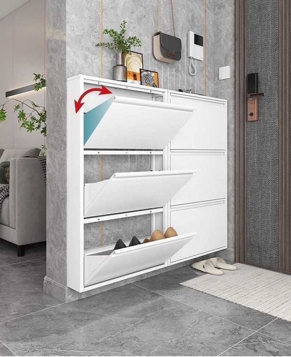 Узкий настенный обувной шкаф/сталь/приятно сглаженные края