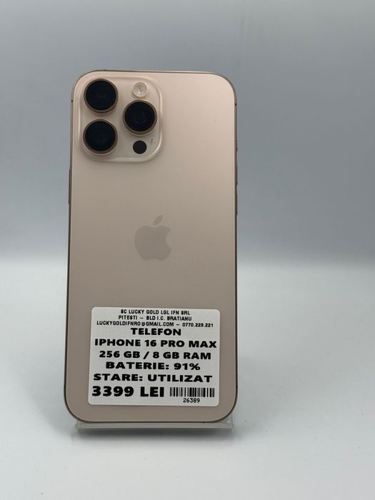 Iphone 16 Pro Max 256 GB baterie 91 % cod 26389