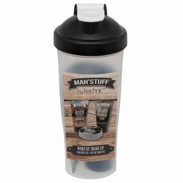 Set cadou Man'Stuff, shaker, gel dus, prosop, lotiune corp
