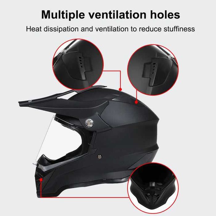 Крос каска за мотор, мотокрос, ендуро и АТВ - черно-зелен мат - размер М и L