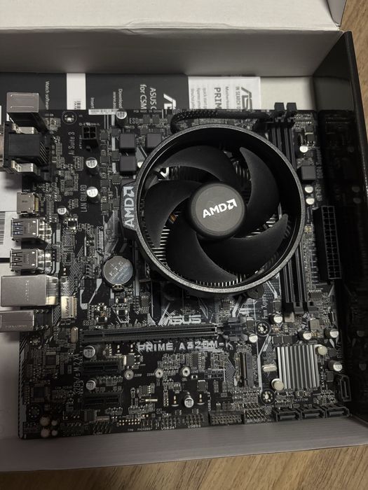 ASUS PRIME A320M-K/CSM + AMD Ryzen 5 Six 2600+ охлаждане за процесора!