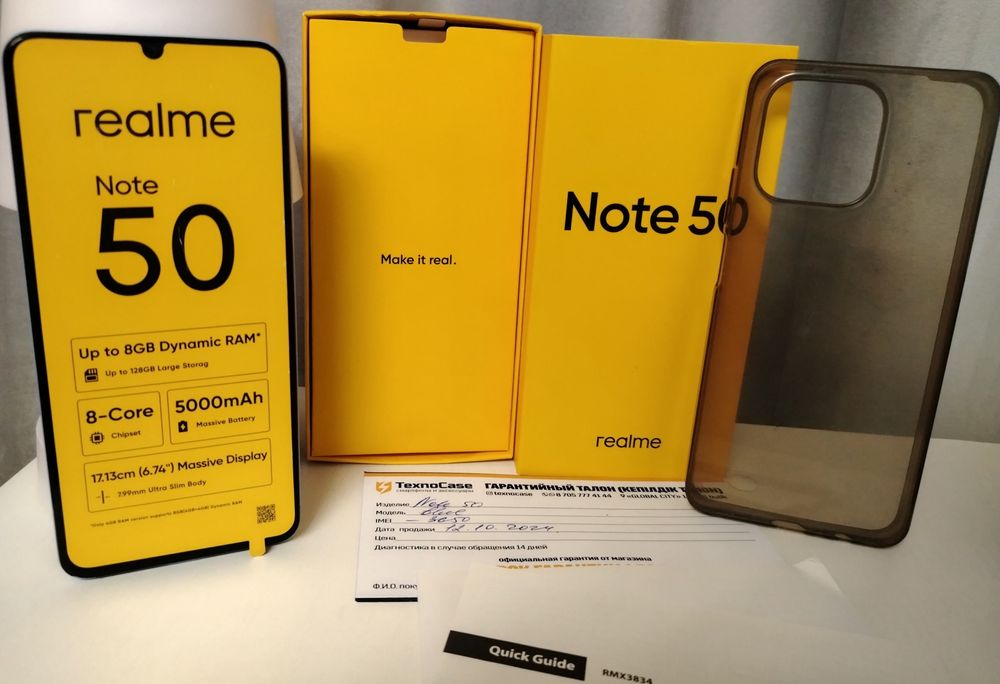 Realme note 50. с коробкой.