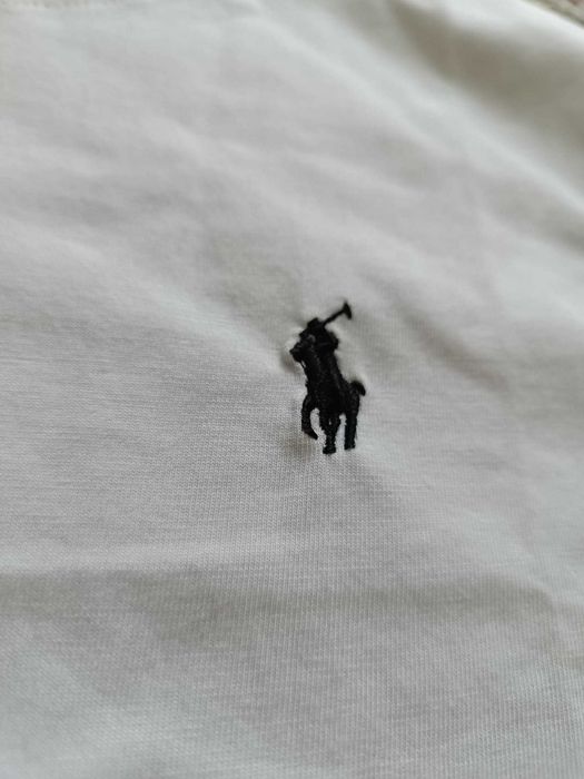 Tricou Polo Ralph Lauren Nou cu Logo Brodat - Alb / Bleumarin - M/L