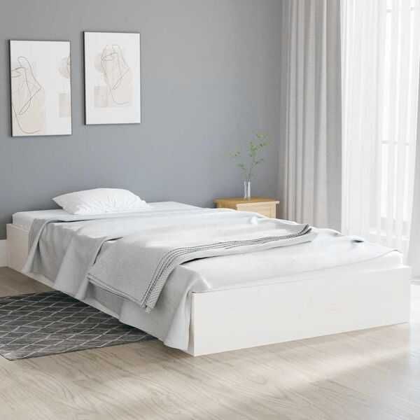 Cadru de pat din lemn masiv, alb, 100x200 cm vidaXL