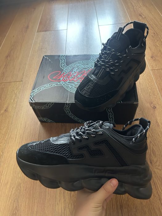 adidasi versace chain reaction full black catifea full box