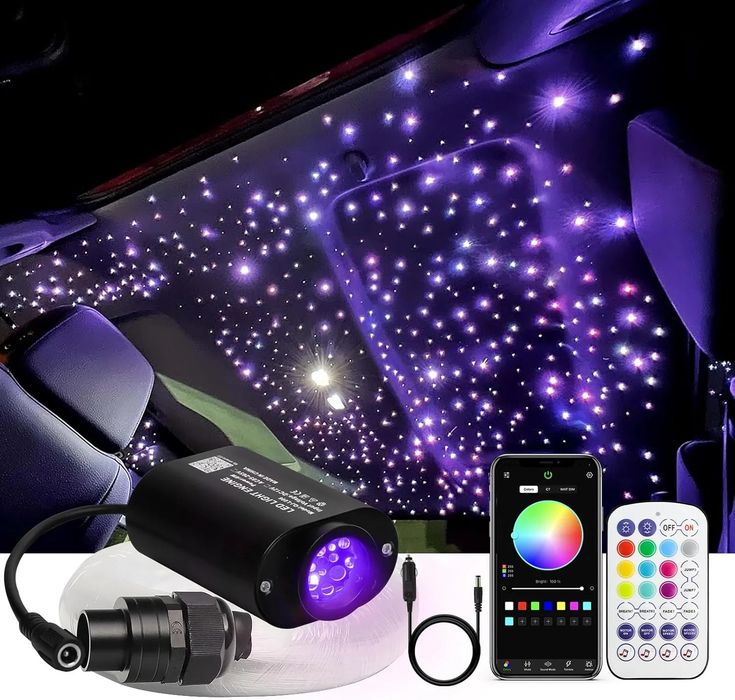 Kit SLIM Plafon Instelat Stelute fibra 3 si 4 metri Twinckle Stars RGBW Kit Fibra Optica LED Stele Plafon Auto Cer instelat