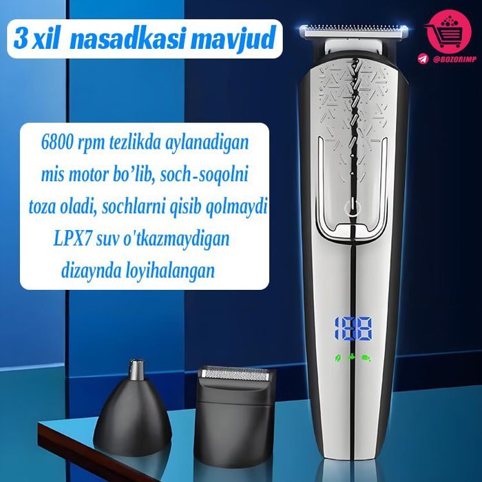 Koʻp funktsiyali erkaklar uchun elektron soqol olgich