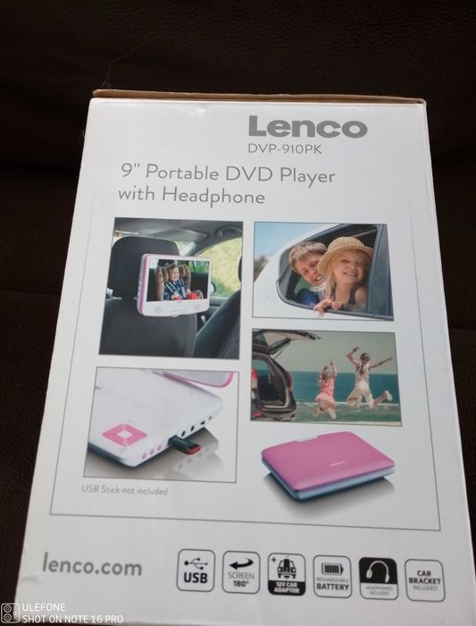 Player DVD copii portabil 9" Lenco DVP-910PK USB baterie priza 12V Nou