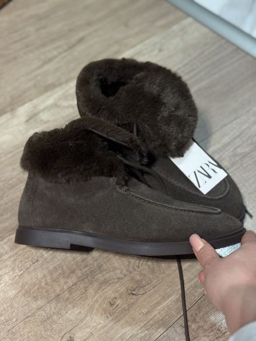 Кожени велурови боти обувки ZARA 37 размер