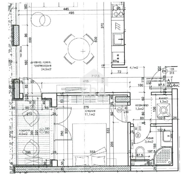 Двустаен апартамент за продажба  на 100 м от спирка на градски транспо