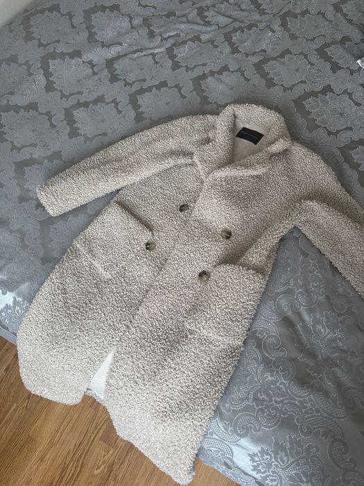 Тедди шуба в бежевом цвете