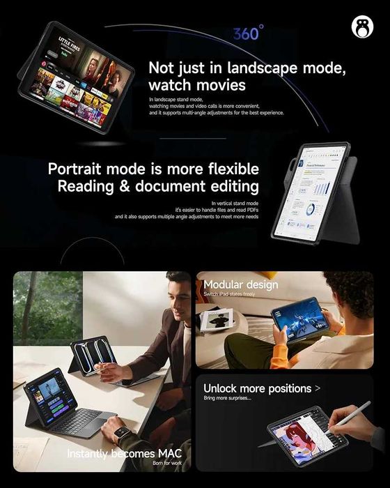 Чисто нов калъф с клавиатура HOU 360° за iPad 10th Gen и A16 (10.9" / 11")