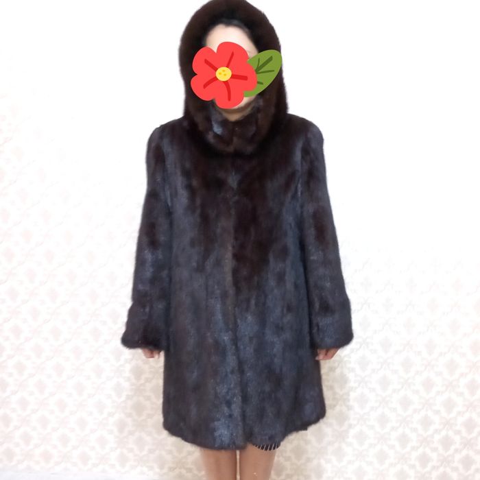 Шуба норковая с капюшоном