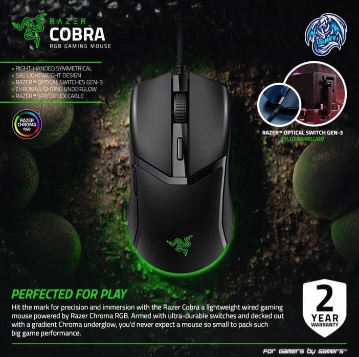 Razer Cobra СКИДКА Проводная мышка/мышь (вес 58 грамм, DPI 8500)