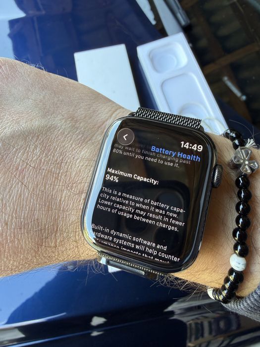 Apple watch stainless steel 45mm seria 7 inox safir