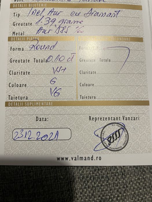 Inel aur alb/ diamant