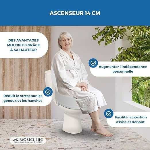 Mobiclinic Titan тоалетна седалка с капак за възрастни и трудноподвижни 14 см