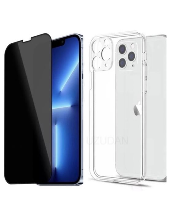 Iphone 14/15/16 PRO MAX Husa Silicon Slim + Folie Sticla Curbata