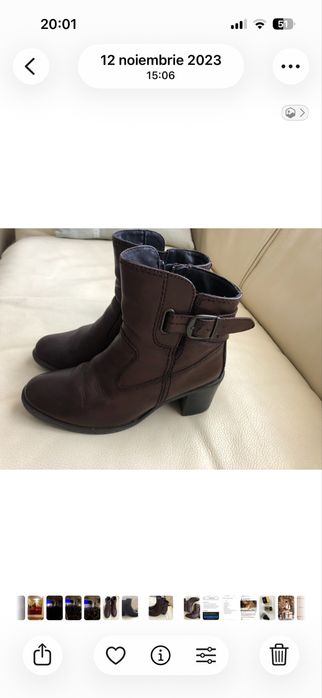 Botine din piele toc mediu