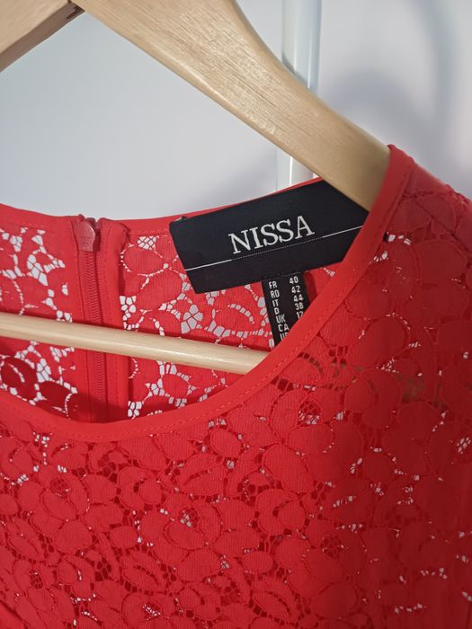 Rochie NISSA dantelă roșie ocazie cocktail botez
