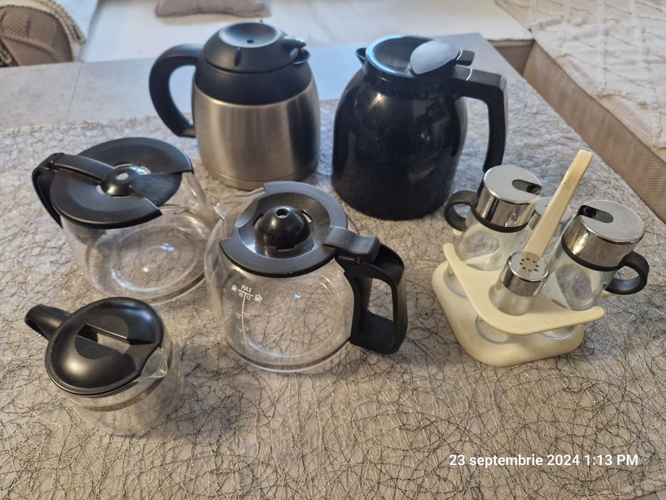 Cani cafea de filtru din sticla, inox