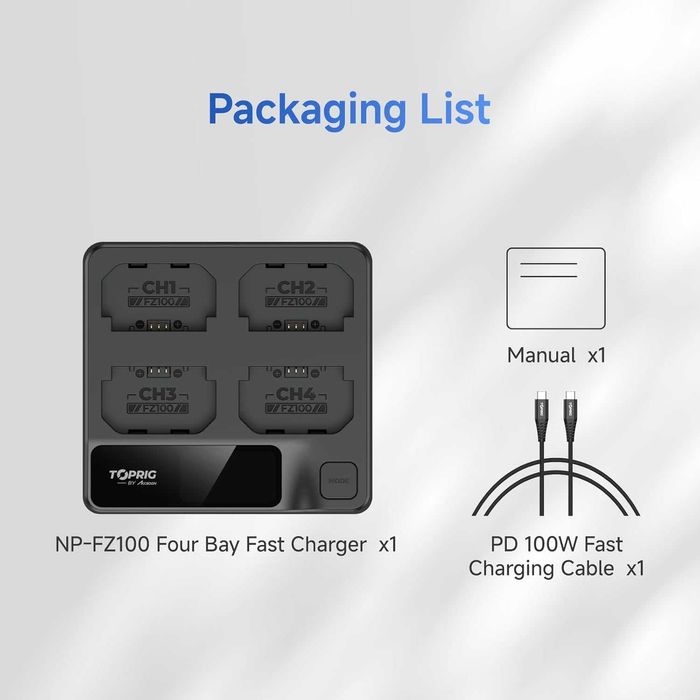Бърза зарядна станция за 4 батерии Sony NP-FZ100 (60W) Accsoon TopRig