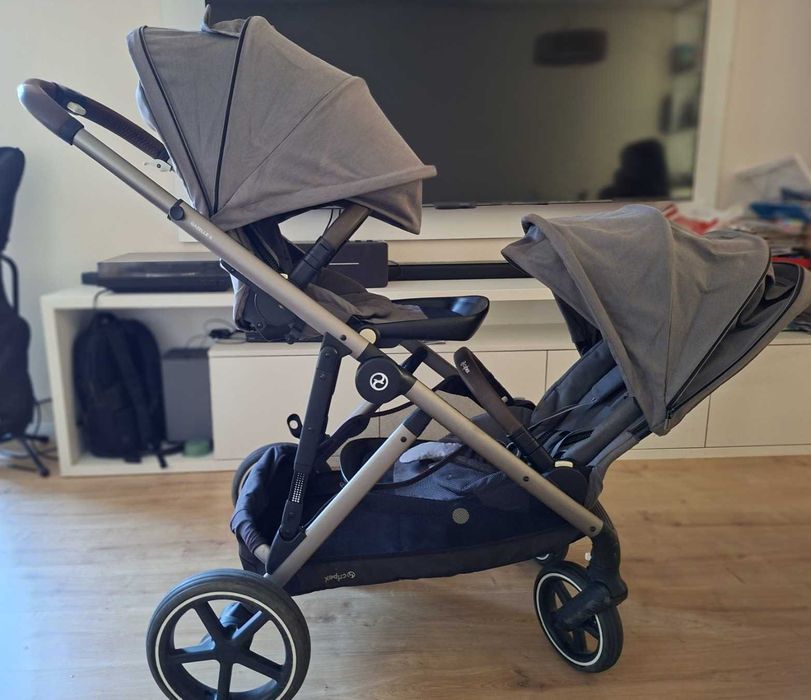 Бебешка количка за близнаци Cybex Gazelle S - сива
