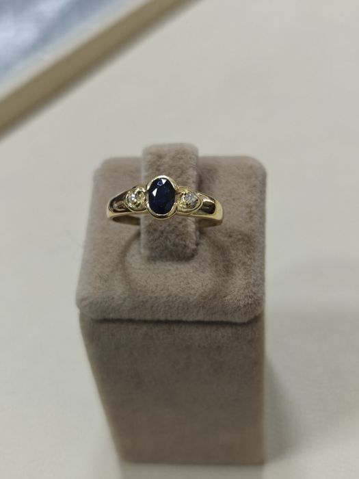 Inel aur 18k 2.29gr cu safir și diamante naturale (r)