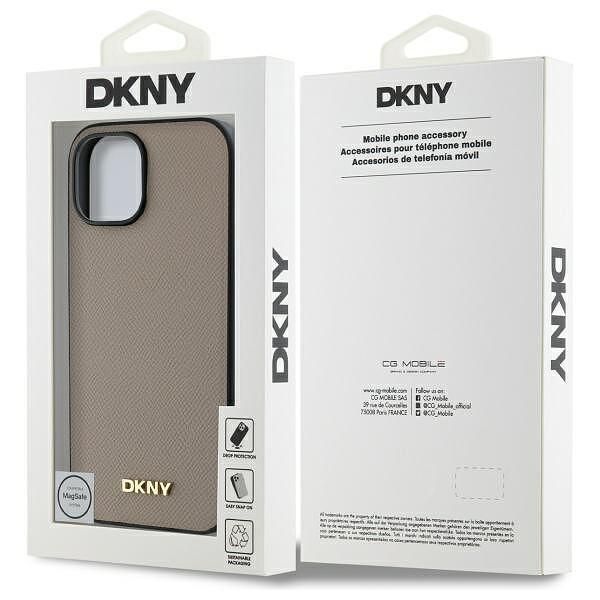 Dkny dkhmp15spghlme iphone 15 6.1" beige hardcase grained metal logo m