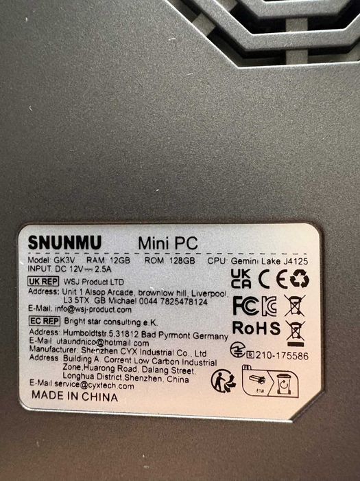 Mini-PC SNUNMU gri