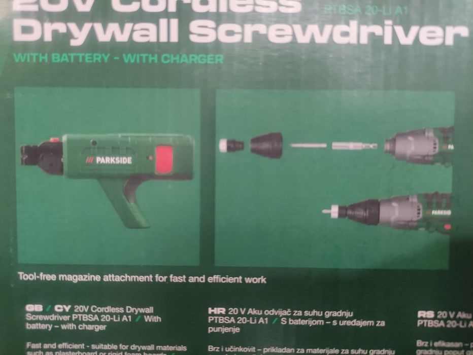 Bormasina filetanta pentru rigips Parkside cu acumulator 20 V