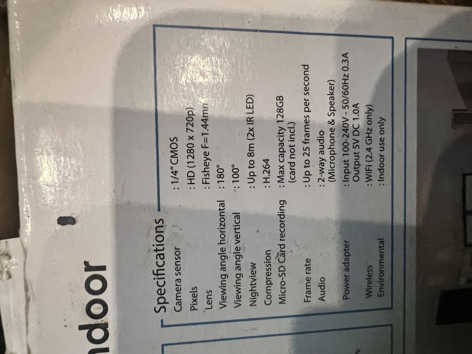 Камера за видеонаблюдение, IP WIFI панорамна, 1Mpx, 720p, IP20