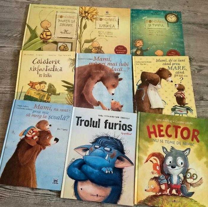 Set 9 cărți ilustrate cartonate, 3-6 ani (Bondărel, Hector, Trolul furios)
