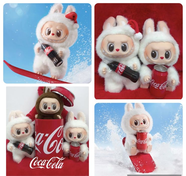 Labubu Coca Cola играчка Лабубу 17см ключодържател Кока Кола POP MART