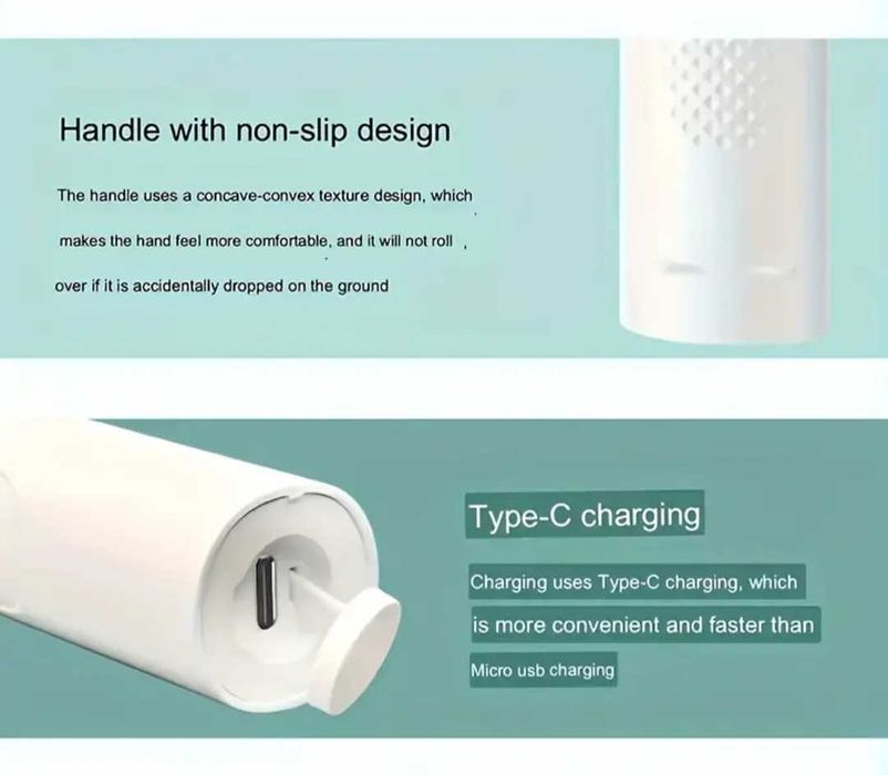 Set periuta de dinti electrica, 4 capete rezervă, încărcare USB