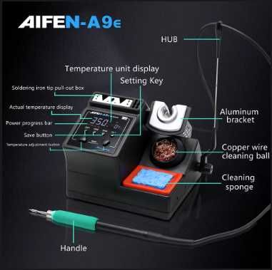 Станция за запояване AIFEN A9E + цена за дръжка и върхове.