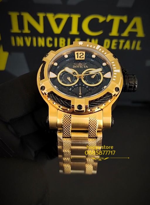 часовник INVICTA Bolt Men Gold and Black 52 mm, Инвикта нов