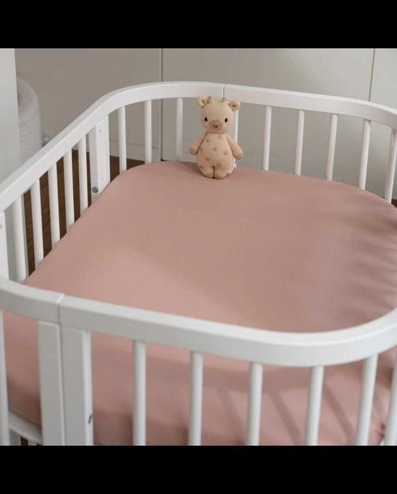 Розова Принцеса дървена кошара за бебе 7в1 Овал, Детско легло 0-10