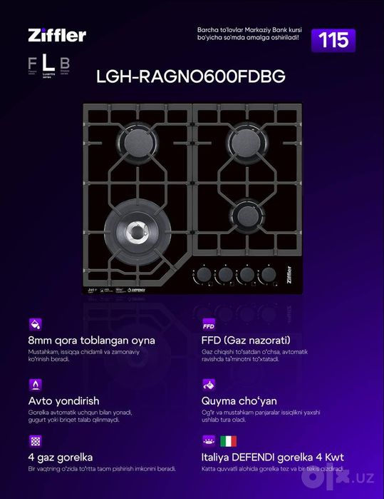 Zifflerdan emal  gaz panel