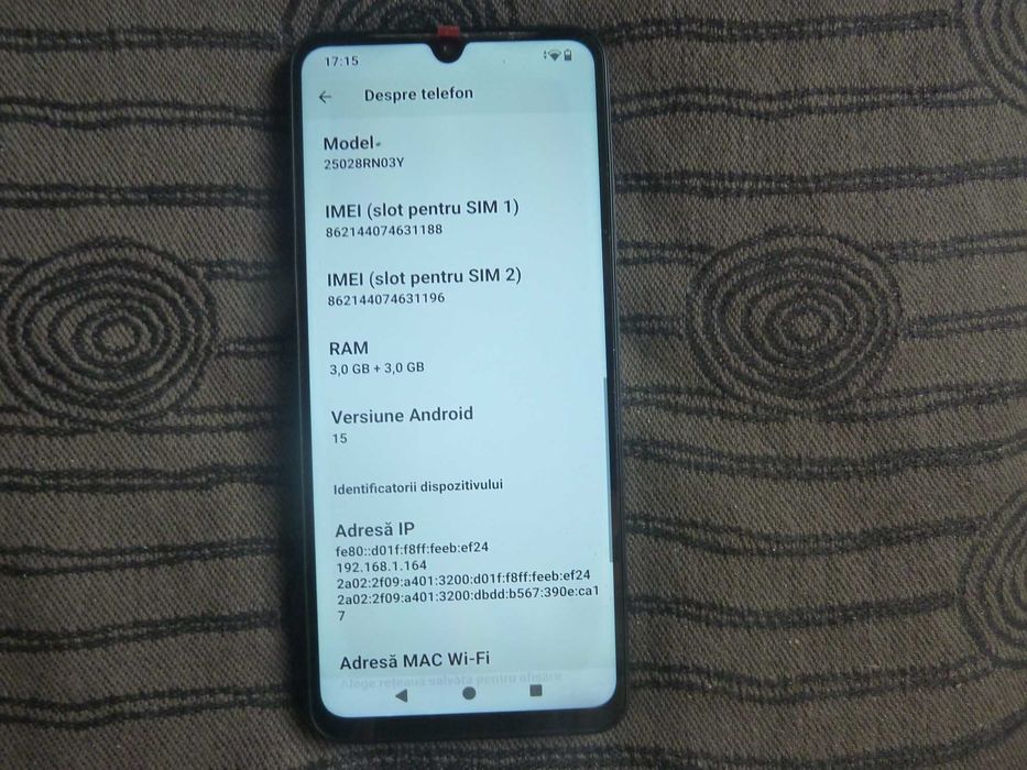 telefon xiaomi redmi A5,fabricat in 04/2025,android15,ram 3+3GB/64GB,arata foarte bine