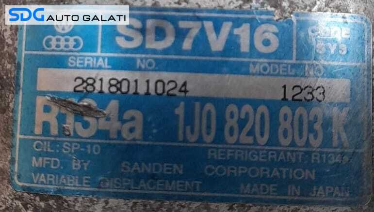 Compresor AC Aer Conditionat Clima Volkswagen Golf 4 1.9 TDI ALH AGR ASV AHF AUY AJM 1998 - 2005 Cod 1J0820803K [N0876]